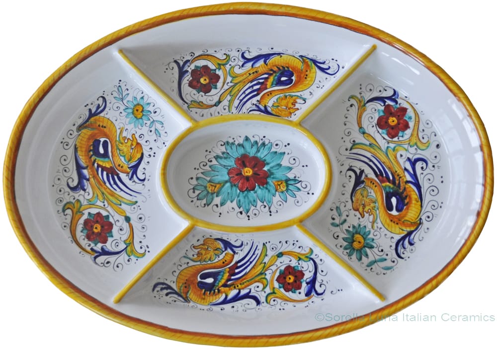 Maiolica Oval Antipasto Serving Tray Dish - Raffaellesco 37cm