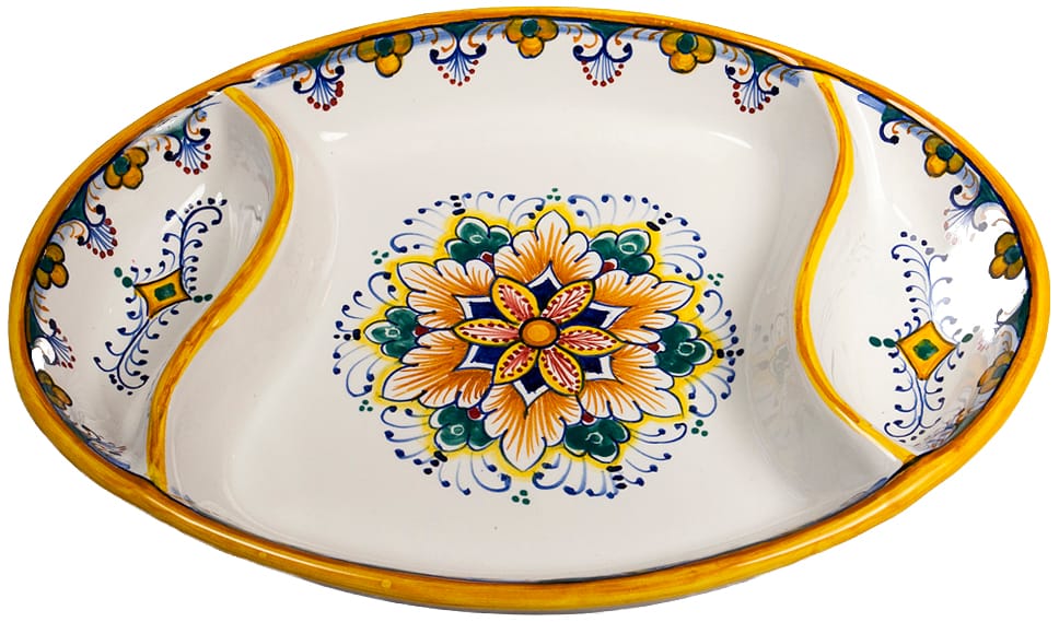 Ceramic Maiolica Oval Antipasto Serving Tray Dish 26cm