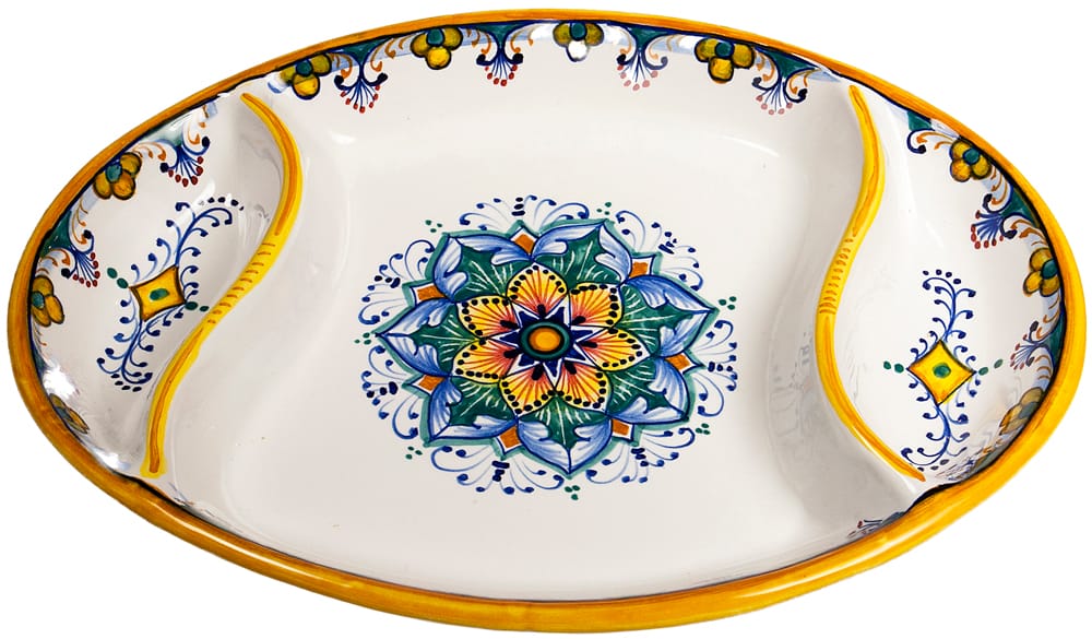 Ceramic Maiolica Oval Antipasto Serving Tray Dish 26cm