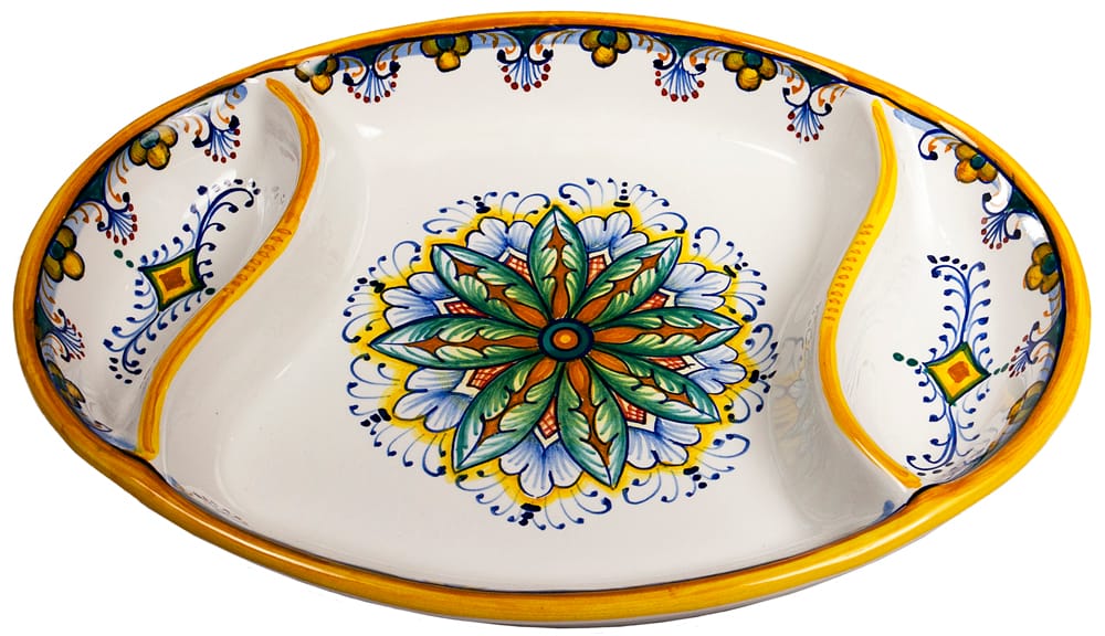Ceramic Maiolica Oval Antipasto Serving Tray Dish 26cm