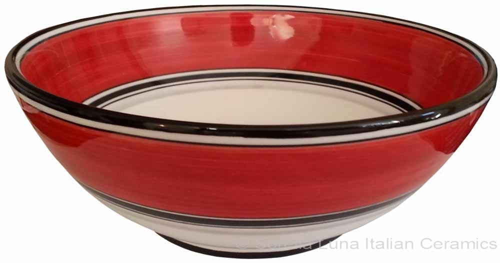 Italian Dessert/Soup Bowl - Black Rim Solid Bordeaux