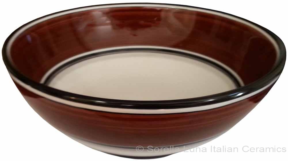 Italian Dessert/Soup Bowl - Black Rim Solid Brown - Cafe