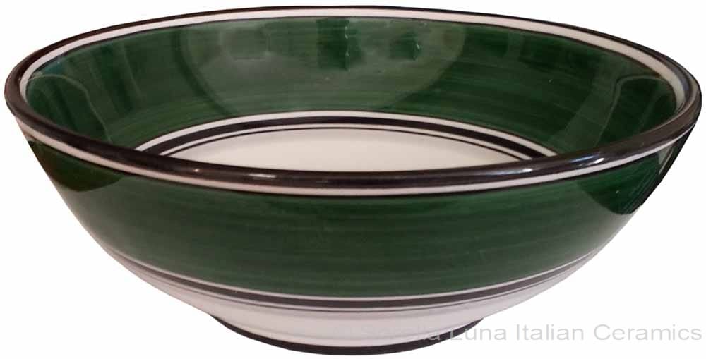 Italian Dessert/Soup Bowl - Black Rim Solid Emerald Green