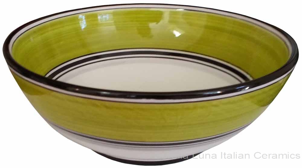 Italian Dessert/Soup Bowl - Black Rim Solid Meadow - Prato