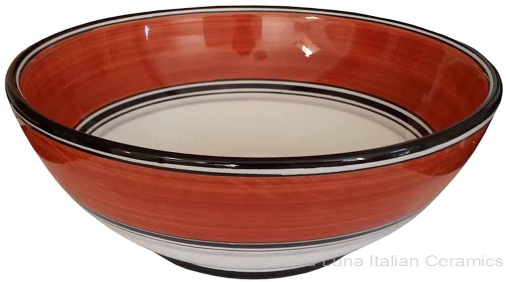 Italian Dessert/Soup Bowl - Black Rim Solid Rossiccio