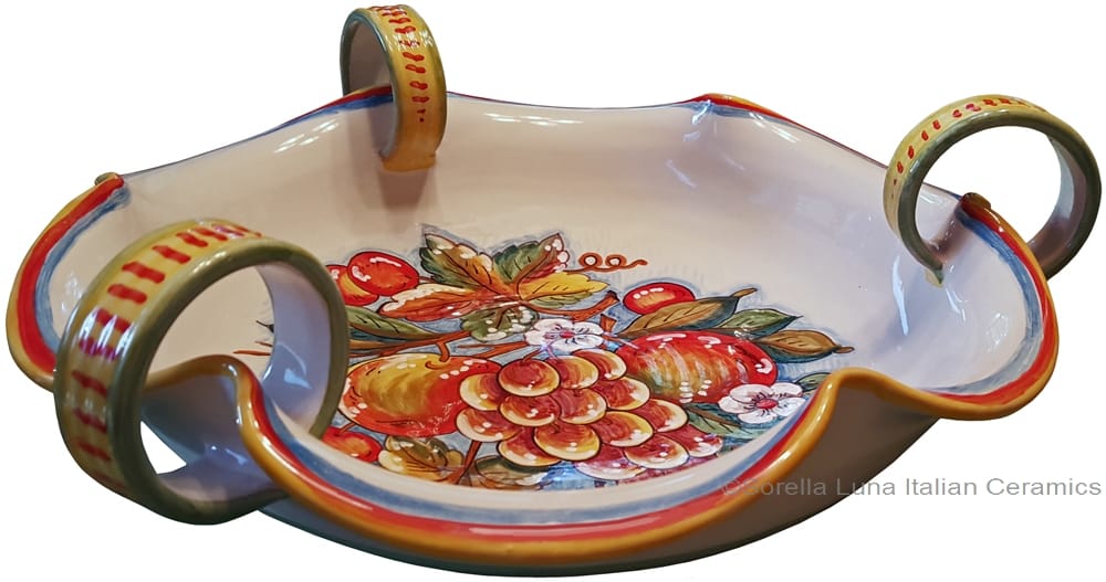Italian Centerpiece Handled Bowl - Frutta Creme