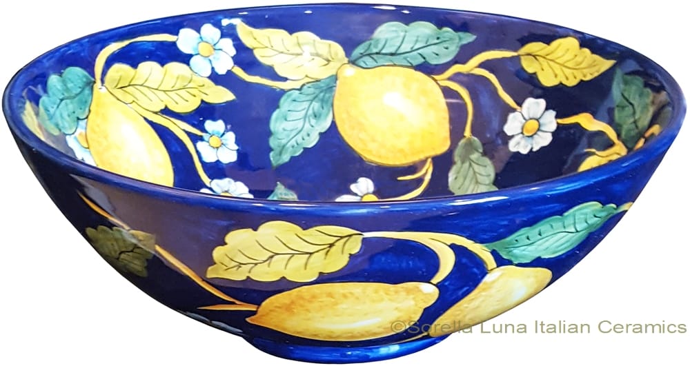 Majolica Serving Bowl - Blue Lemon -25cm