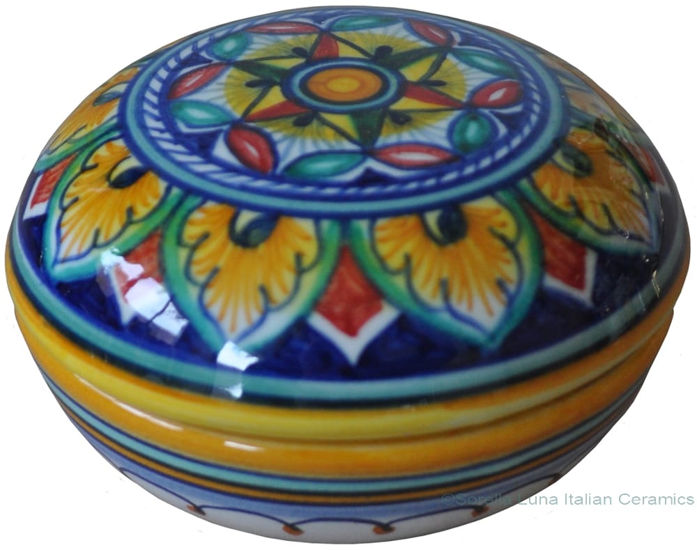 Ceramic Majolica Covered Curved Box - Star