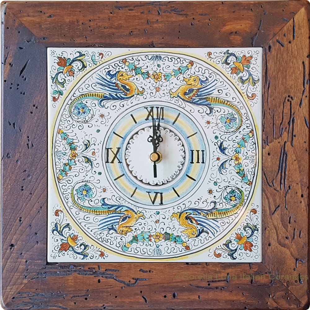 Italian Majolica Clock - Raffaellesco - 29cm
