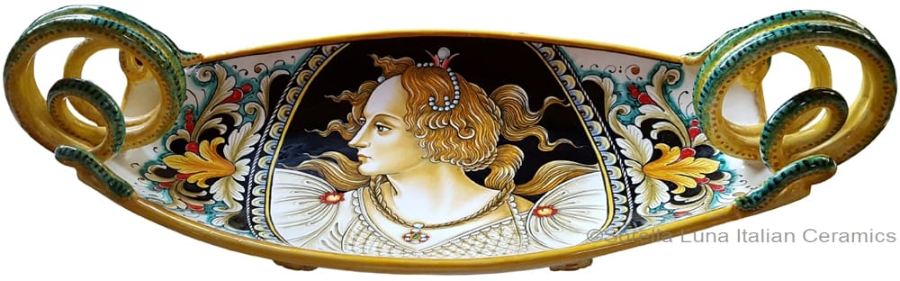 Ceramic Majolica Handled Centerpiece - Botticelli