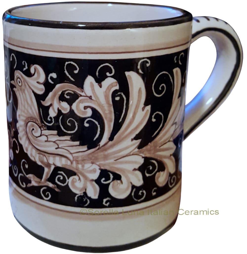 Ceramic Majolica Coffee Mug Cup Fondo Nero