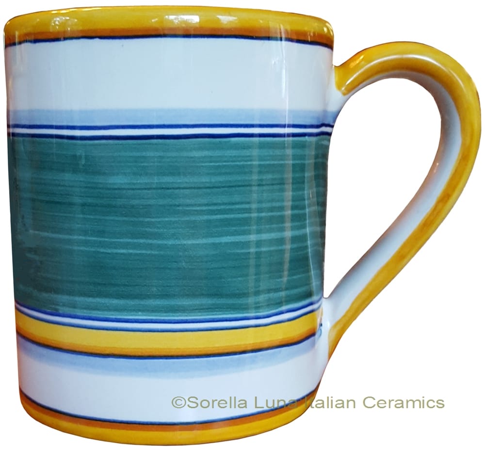 Majolica coffee mug cup - Pennellato Verde