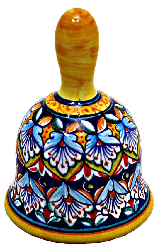 Ceramic Maiolica Christmas Dinner Bell Blue Deruta Ricco