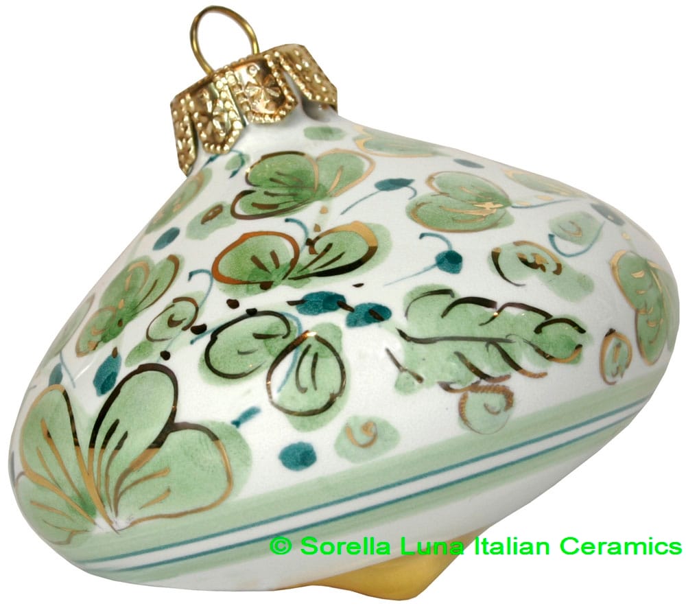 Ceramic Majolica Christmas Ornament Arabesco Green