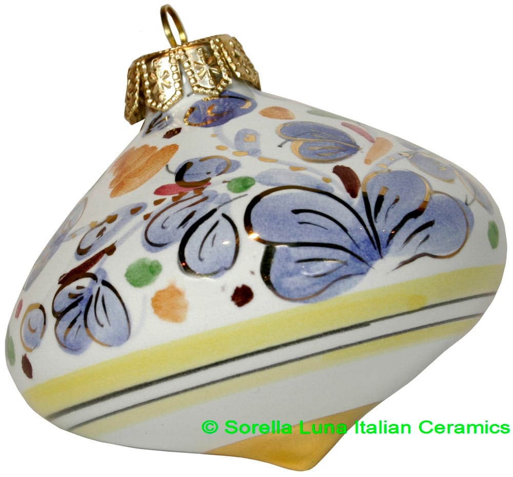 Ceramic Majolica Christmas Ornament Arabesco Light Blue