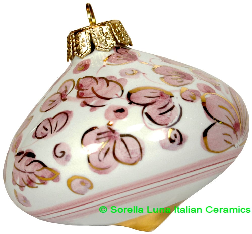 Ceramic Majolica Christmas Ornament Arabesco Pink