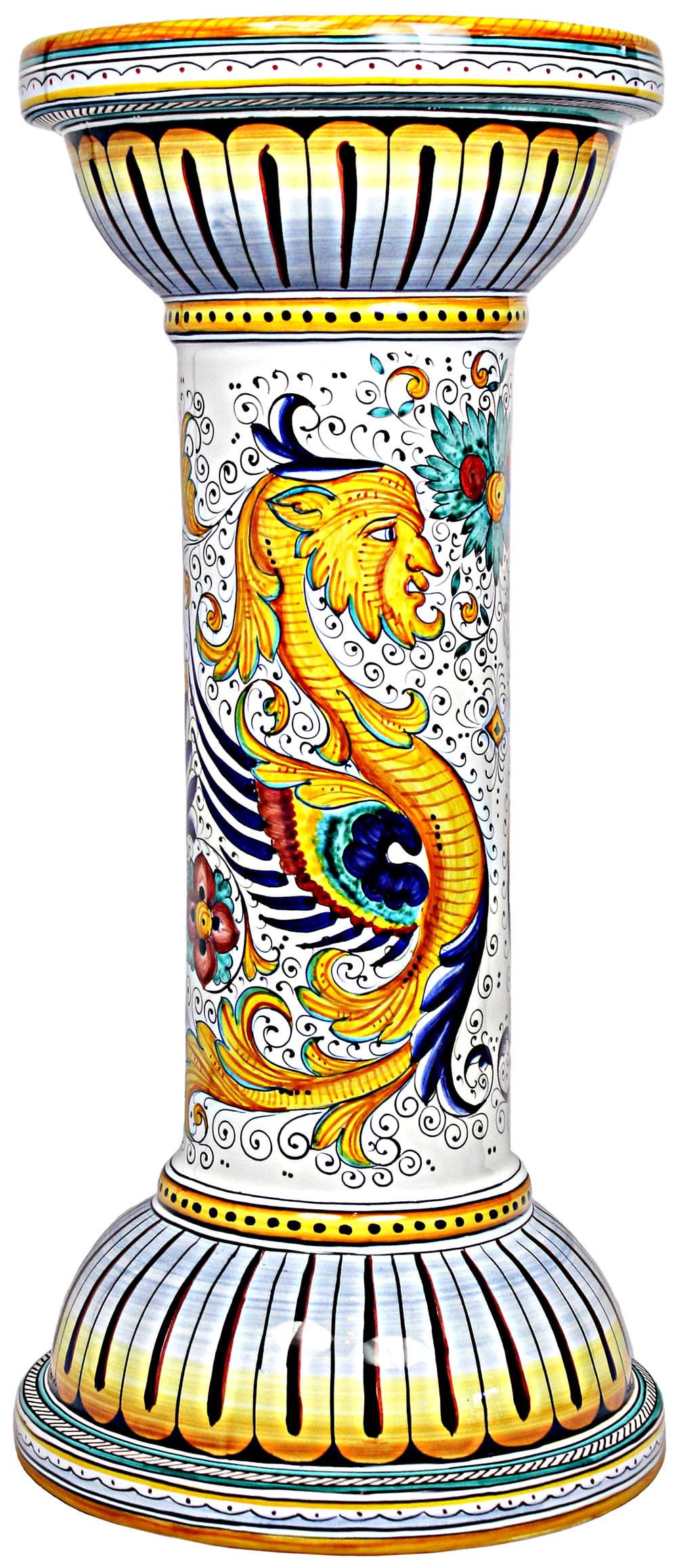 Ceramic Majolica Column Plant Stand Raffaellesco 50cm