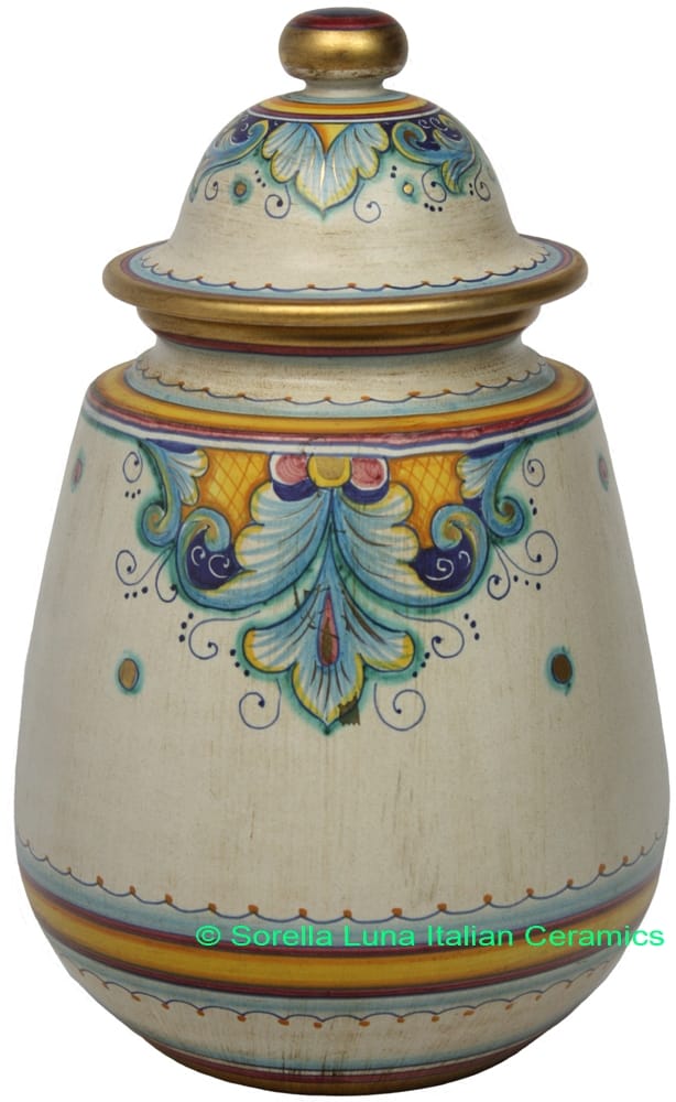 Ceramic Majolica Jar Covered Deruta Ricco Oro Gold 32cm