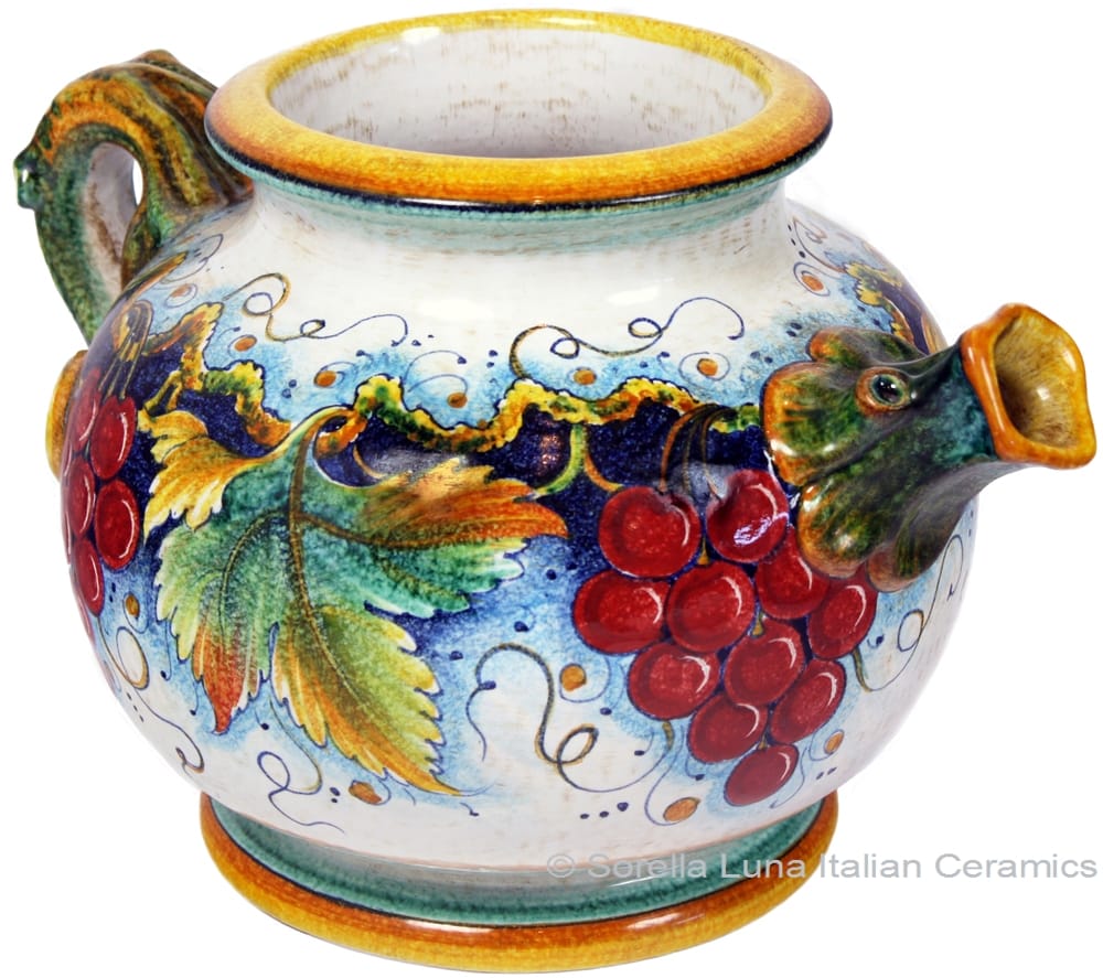 Ceramic Majolica Pitcher Red Grapes 994 23cm - PITGRP22338RD