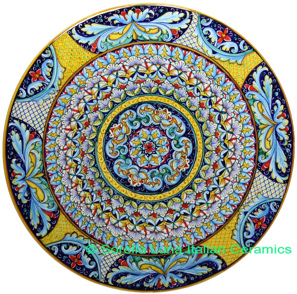 Ceramic Majolica Plate 8 Star Deruta Ricco Red 42cm