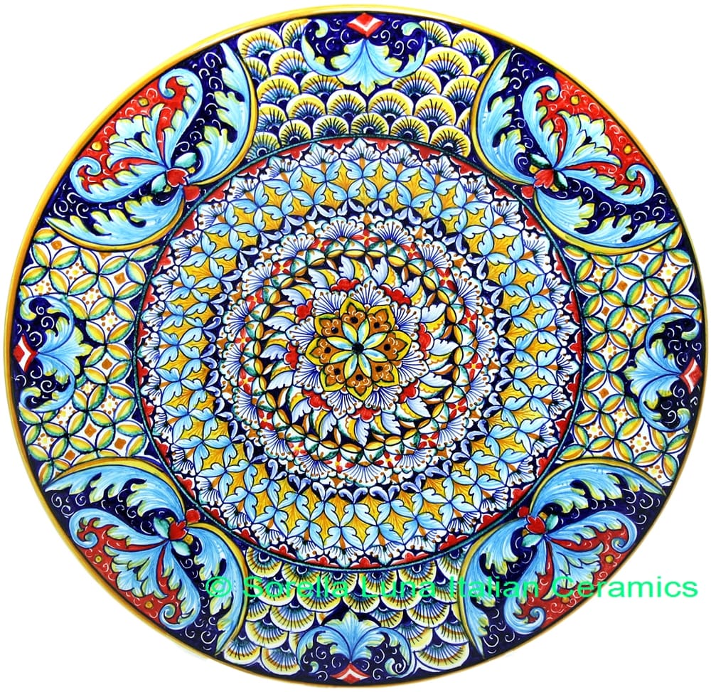 Ceramic Majolica Plate Deruta Ricco G06 Red 739 35cm