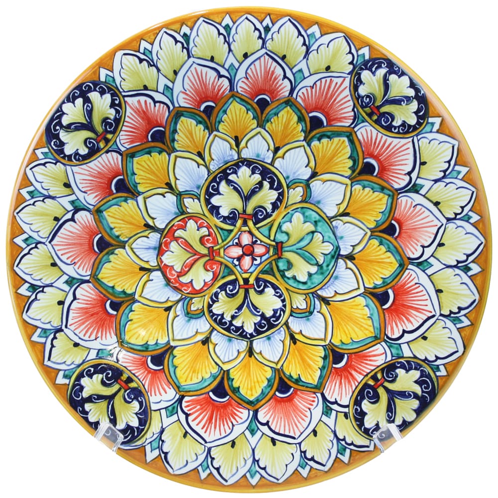 Ceramic Majolica Plate FDL G04 Green Blue Red 739 25cm