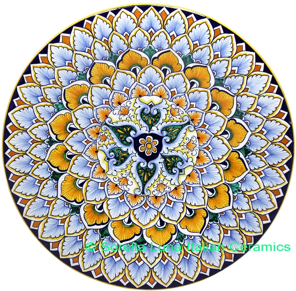 Ceramic Majolica Plate G03 Green Yellow Brown 739 30cm