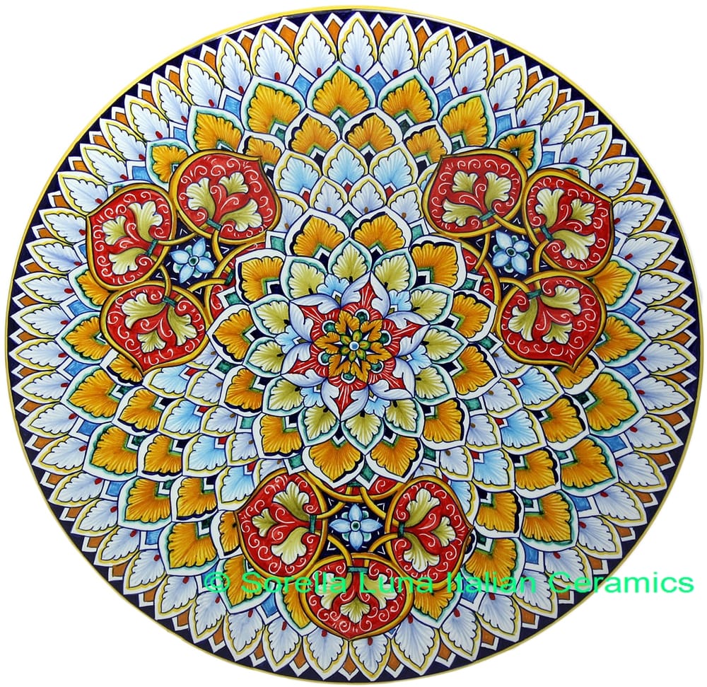 Ceramic Majolica Plate G03 Orange Red 739 35cm