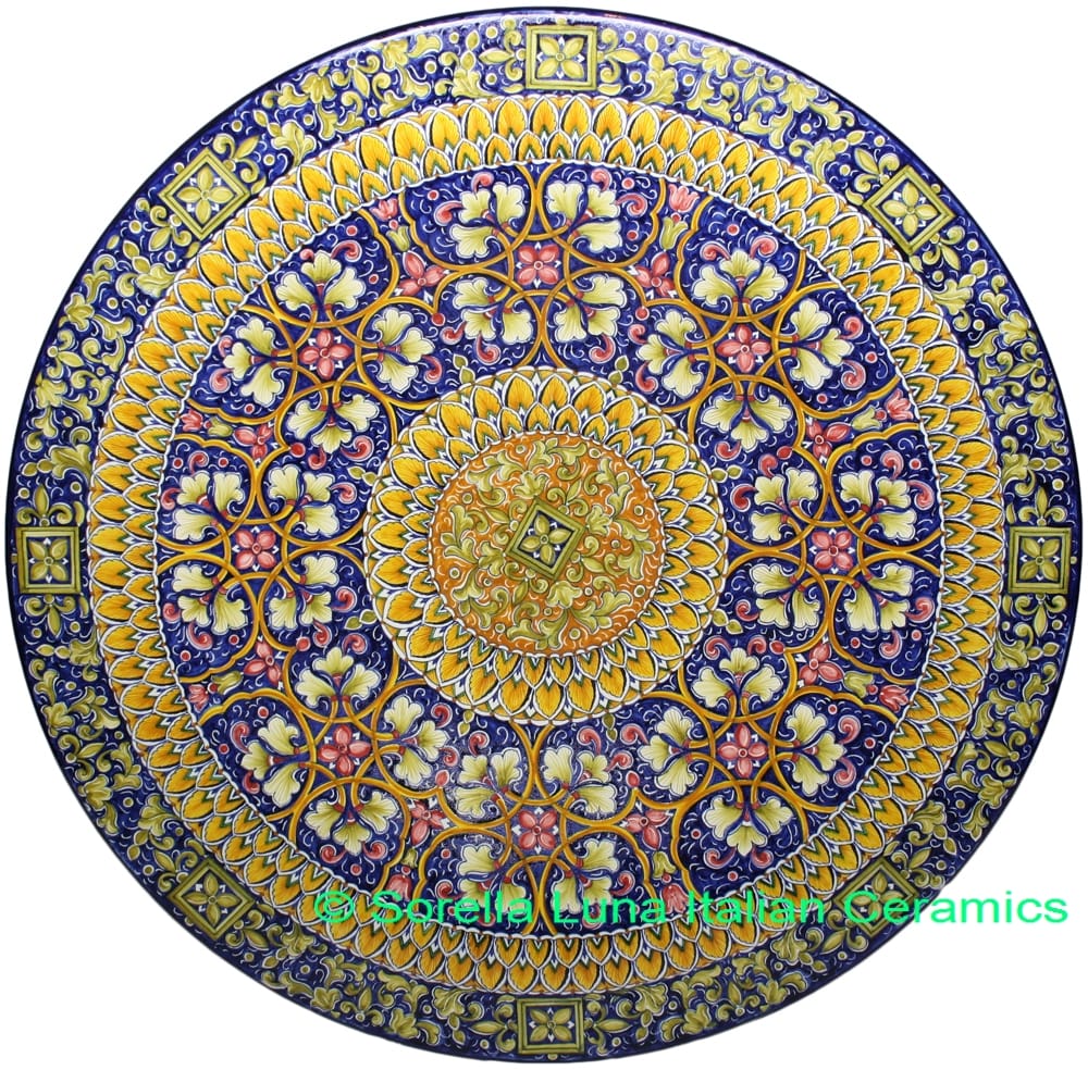 Ceramic Majolica Plate G04 G08 FDL Brown Blue Red 63cm