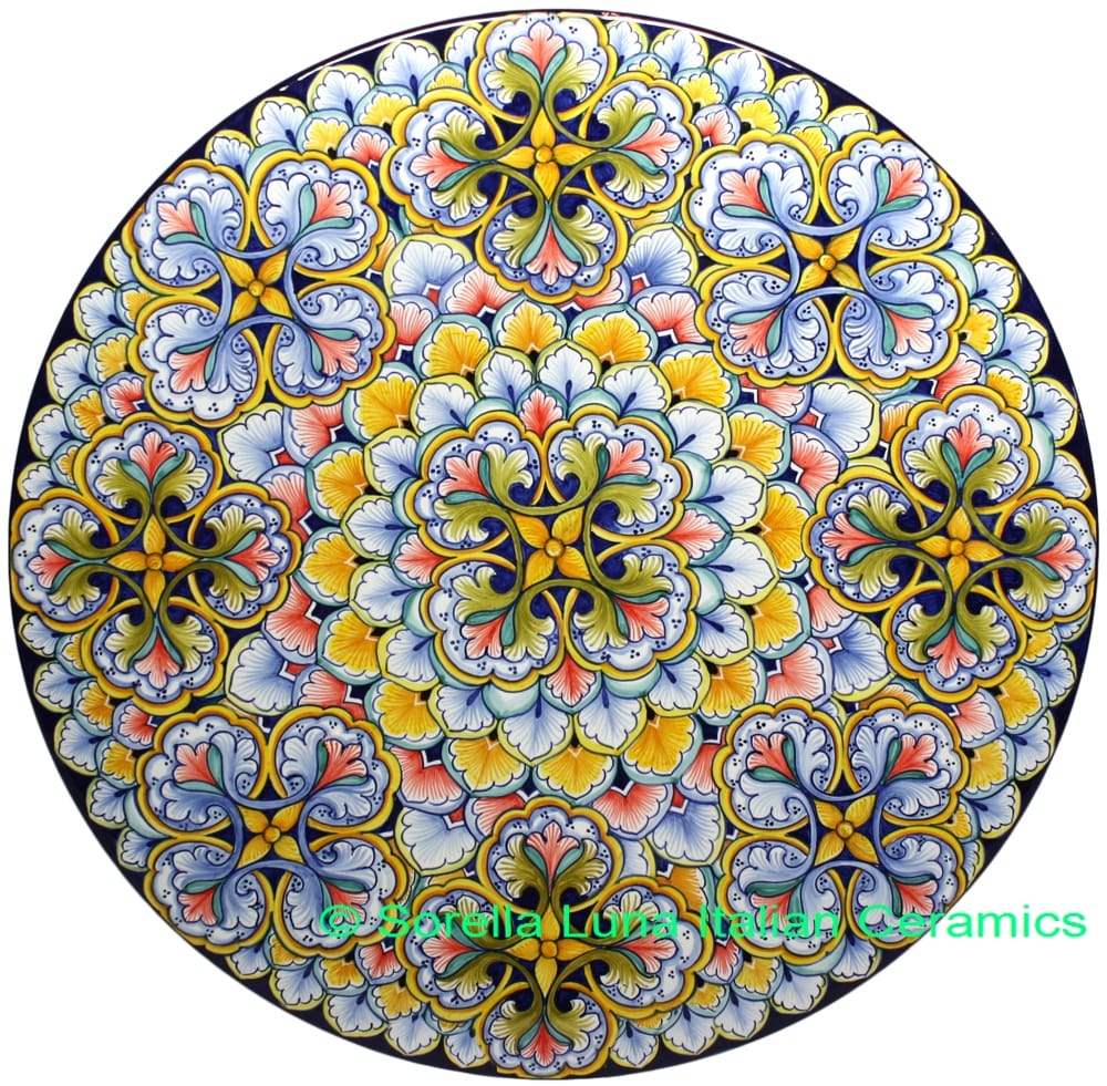 Ceramic Majolica Plate G04 G09 Yellow Blue Red 47cm