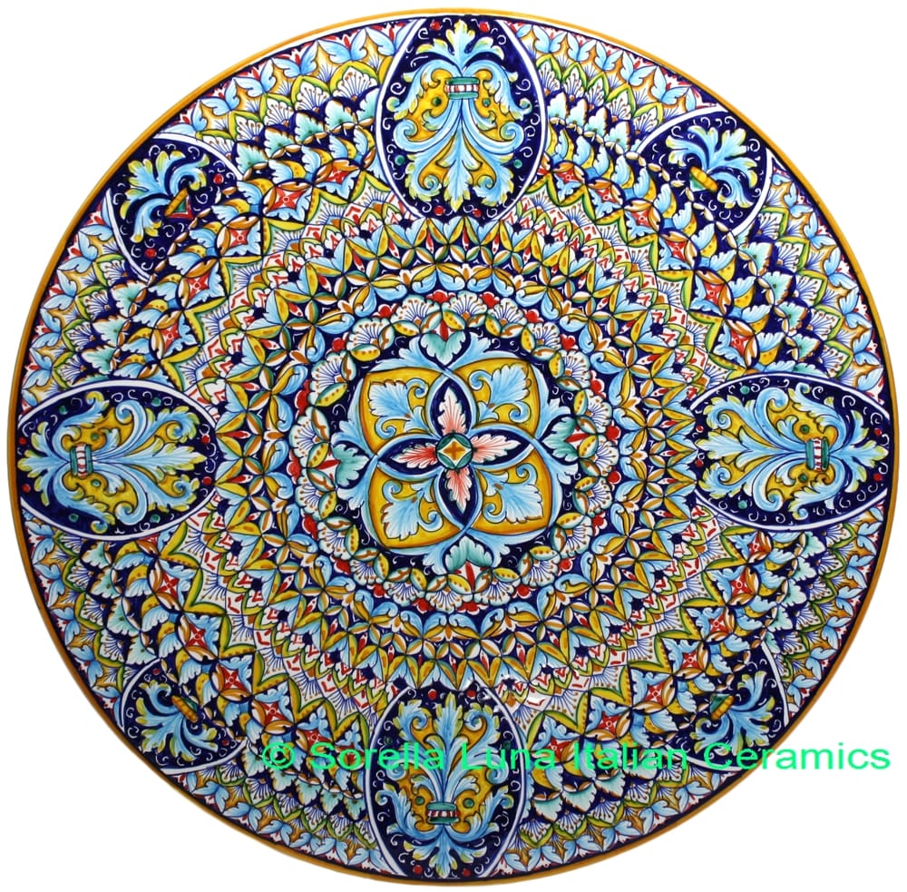 Ceramic Majolica Plate G04 G8 Deruta Ricco Red Blue 47cm