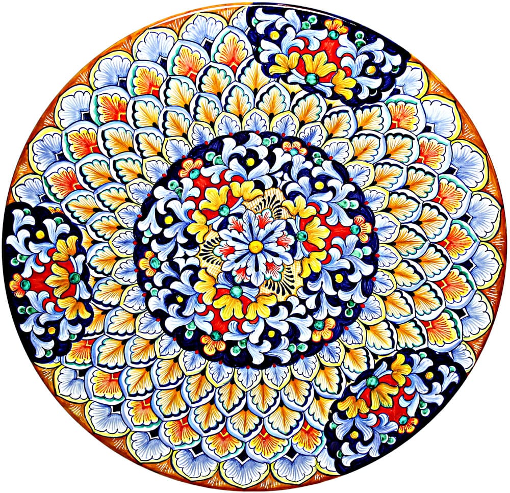 Ceramic Majolica Plate G06 G03 Blue Red Yellow 42cm
