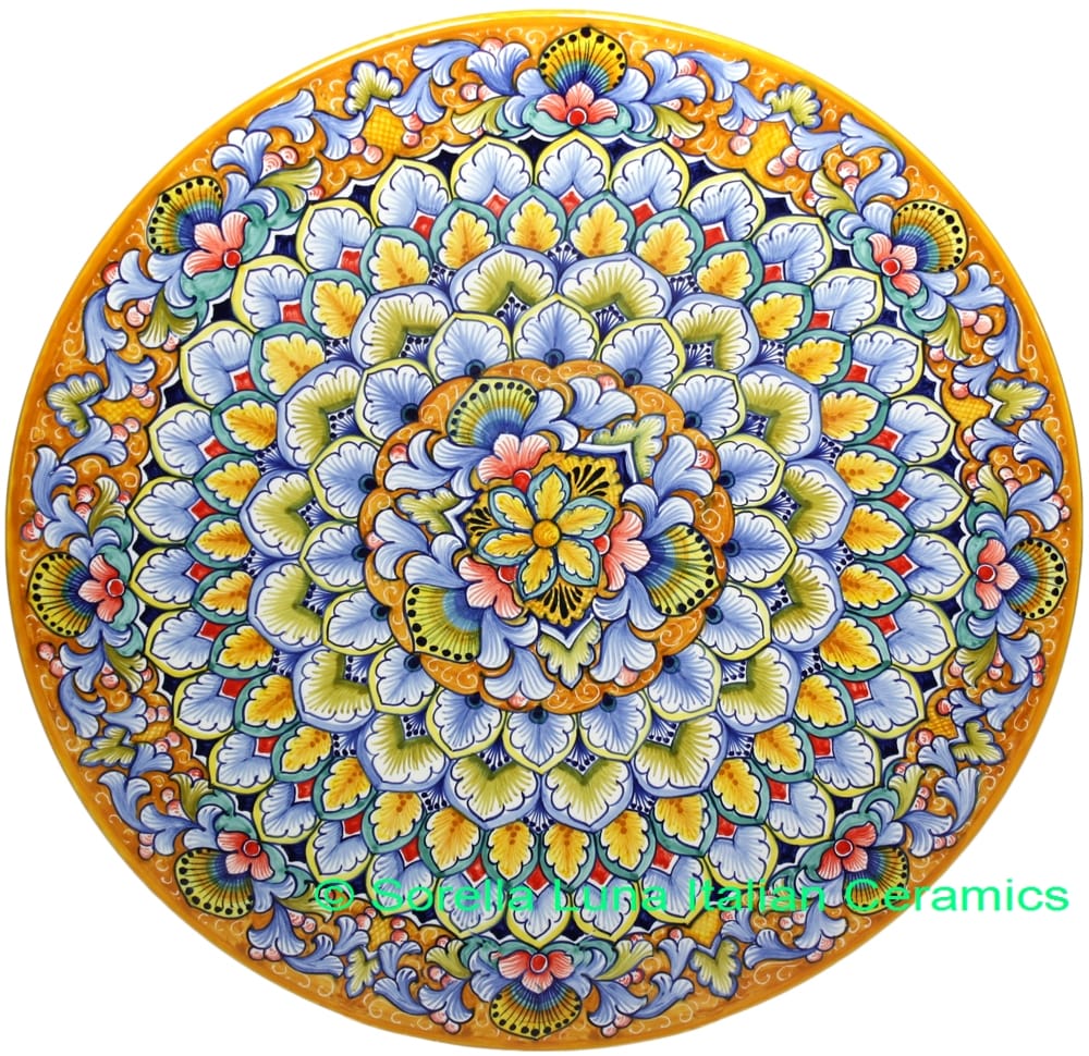 Ceramic Majolica Plate G06 G03 Orange Blue Red 42cm
