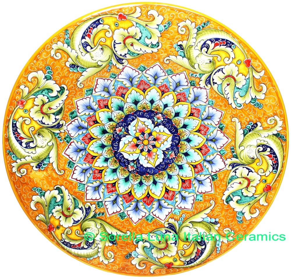 Ceramic Majolica Plate G06 G04 Dolphin Fish Orange 52cm