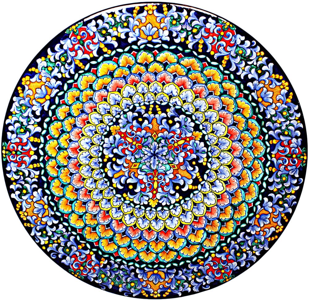 Ceramic Majolica Plate G06 Rainbow Blue Green 739 52cm