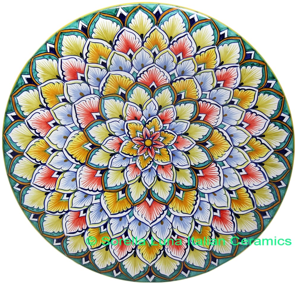 Ceramic Majolica Plate G06 Red Yellow Green 739 30cm