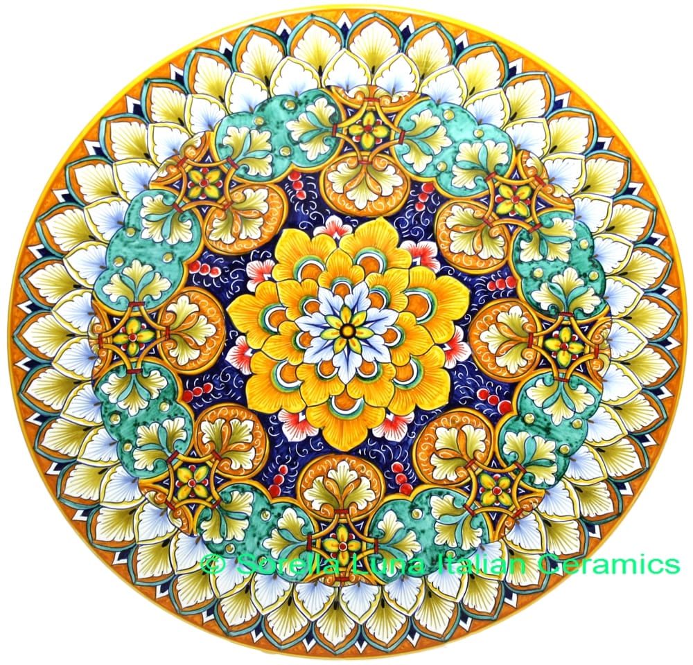 Ceramic Majolica Plate G07 G08 Orange Blue Green 42cm