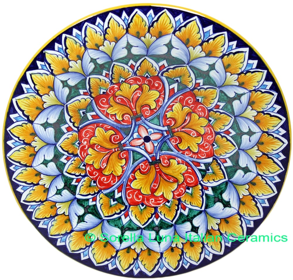 Ceramic Majolica Plate GEO Red Yellow Green 739 20cm