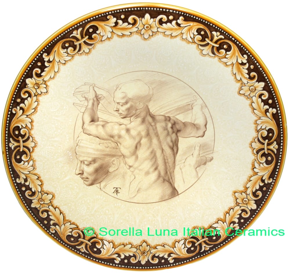 Ceramic Majolica Plate Michaelangelo Brown 739 35cm