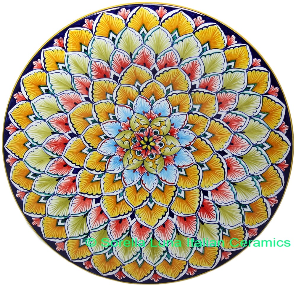 Ceramic Majolica Plate PCK Orange Light Blue 739 35cm