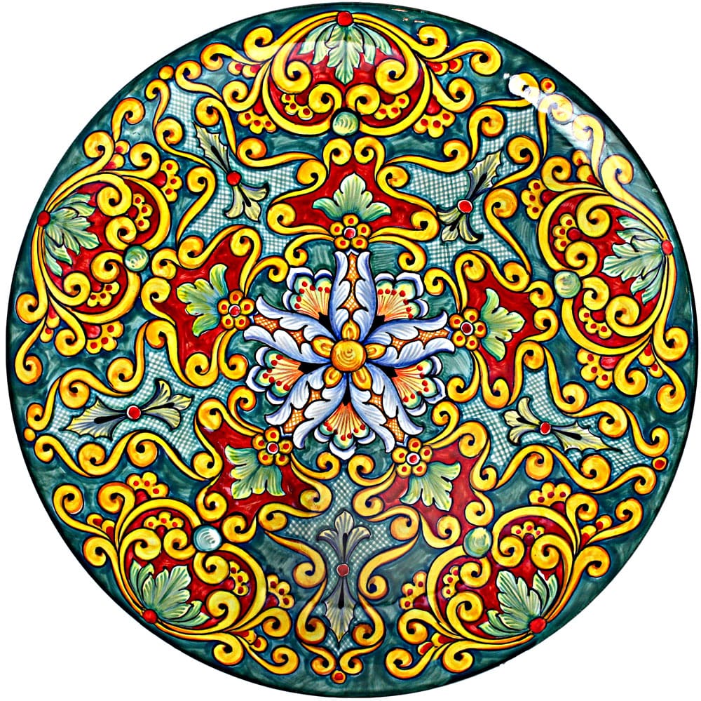 Ceramic Majolica Plate Vario Ricco Green R Y 739 35cm