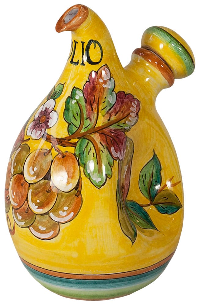 Olive Oil Dispenser GP Pinched Yellow with White Grapes 20cm