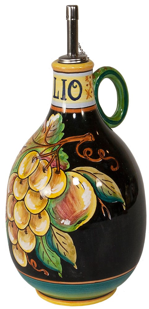 Olive Oil Dispenser GP Black with White Grapes 20cm