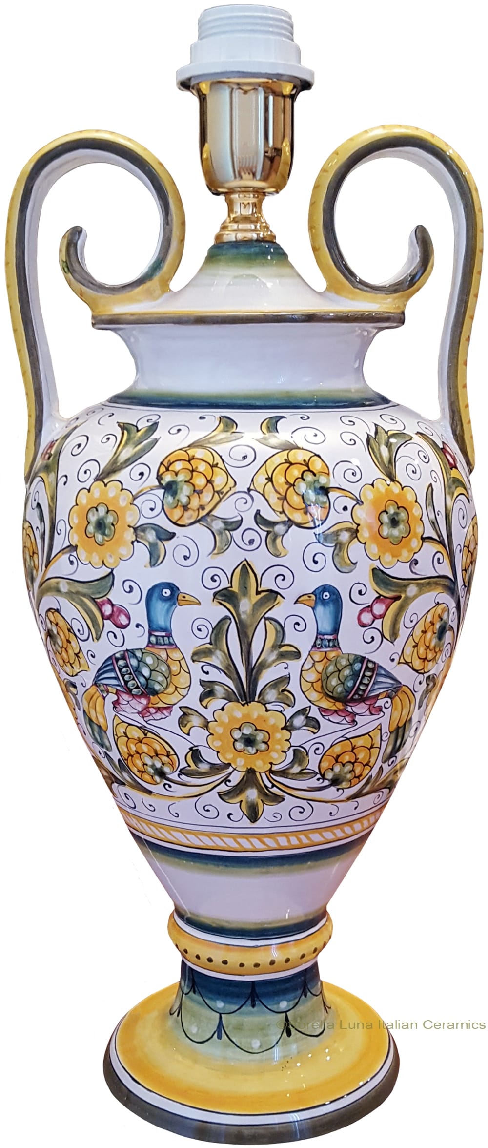 Elegant Spiral Handled Lamp - Peacock/Lovers - 42cm