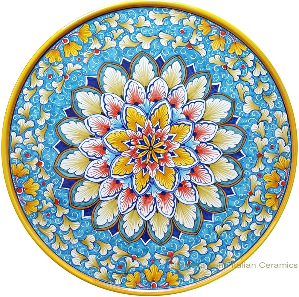 Deruta Italian Ceramic Cheese Plate - Turquois