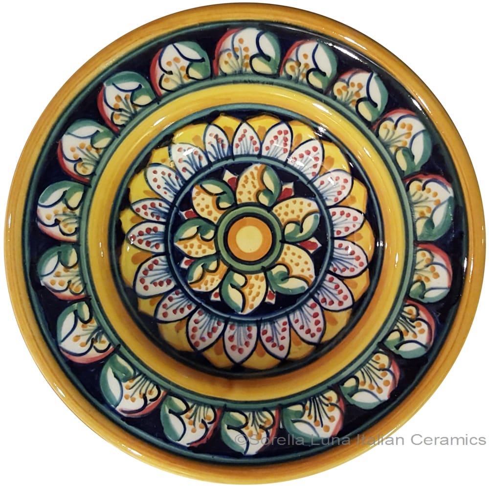 Hanging/Dipping Plate - Yellow Green Flower - 12cm