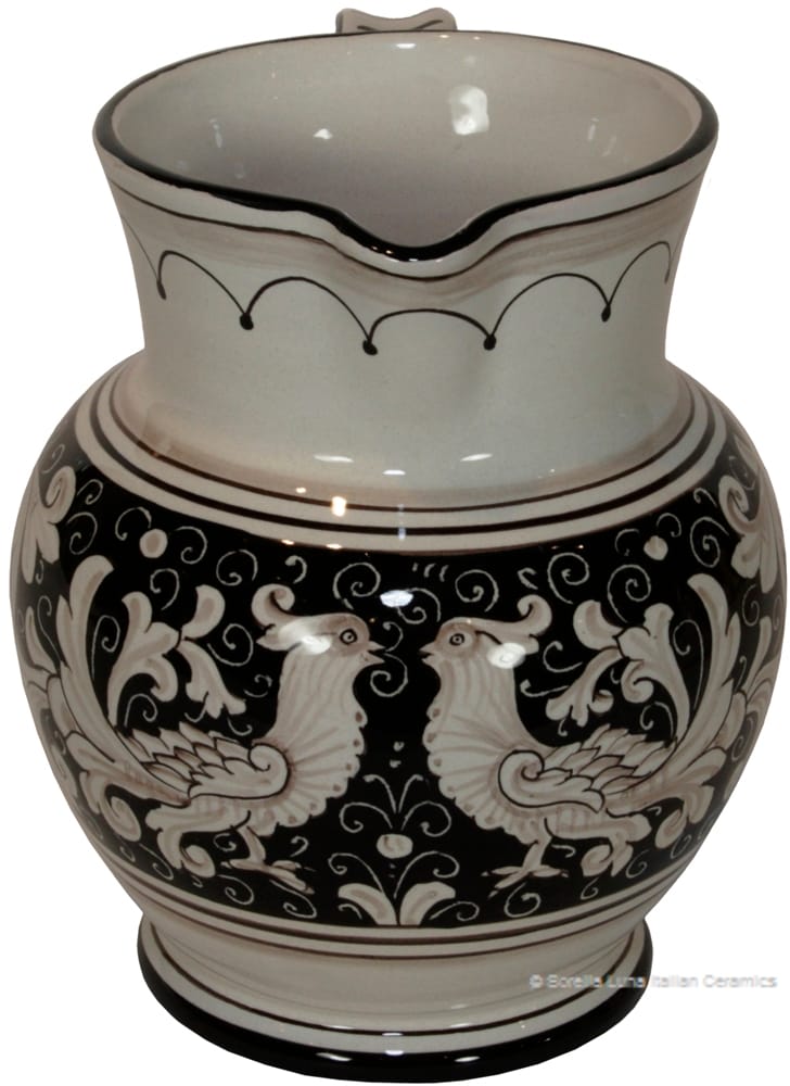 Ceramic Majolica Pitcher Fondo Nero