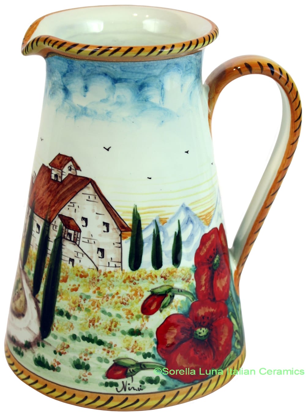 Tuscan Country Poppies Pitcher