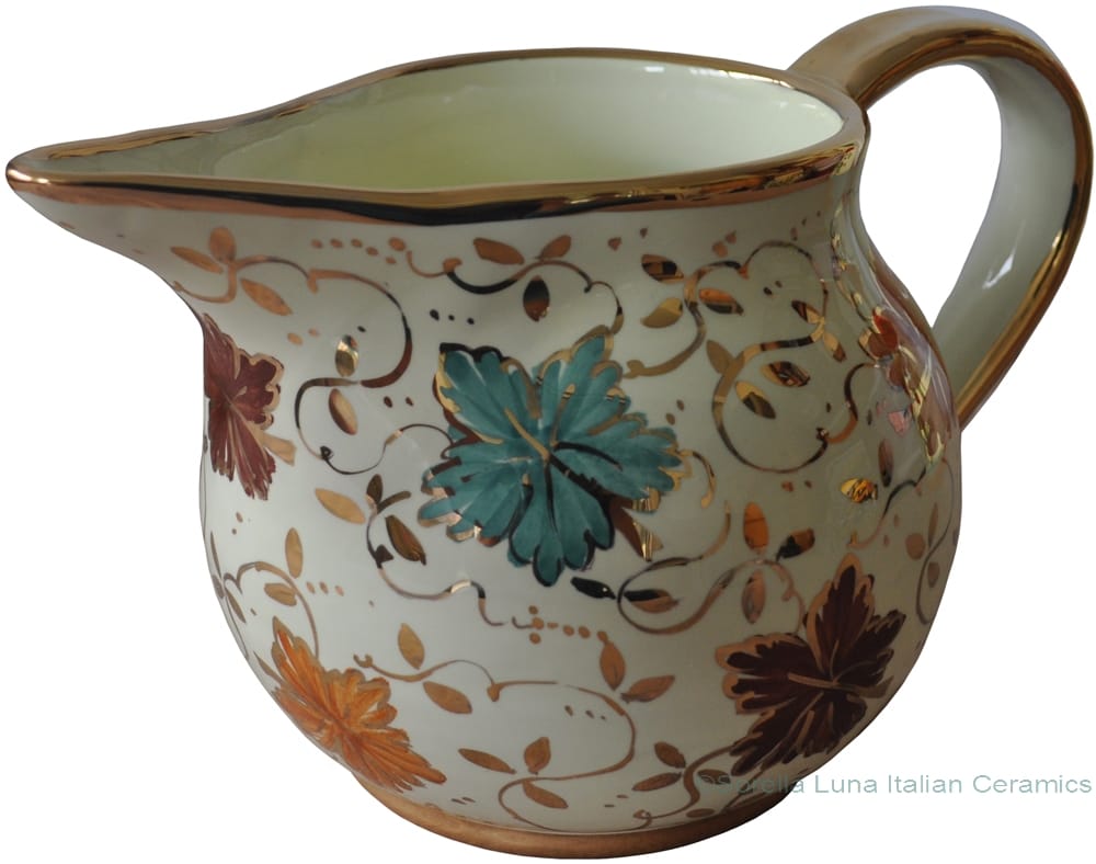 Ceramic Serving Pitcher - Gold Autumn Leaf 24cm