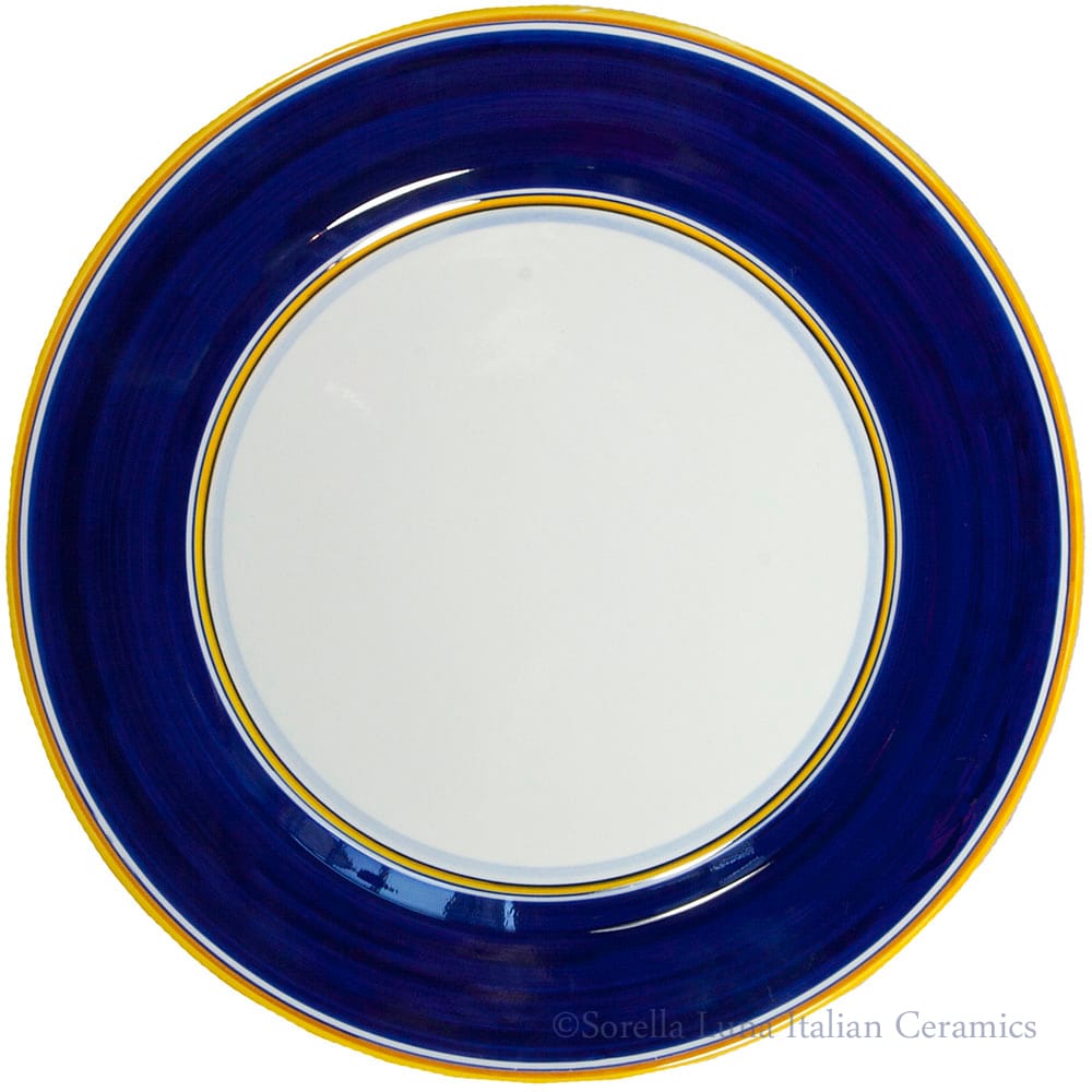 Italian Charger Plate - Yellow Border Solid Blue